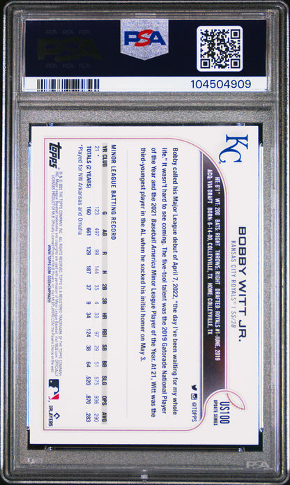 Bobby Witt Jr. 2022 Topps Update #US100 SP PSA 10 Gem Mint