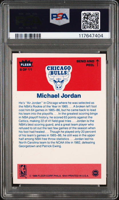 Michael Jordan 1986 Fleer Sticker Rookie #8 PSA 5 Ex