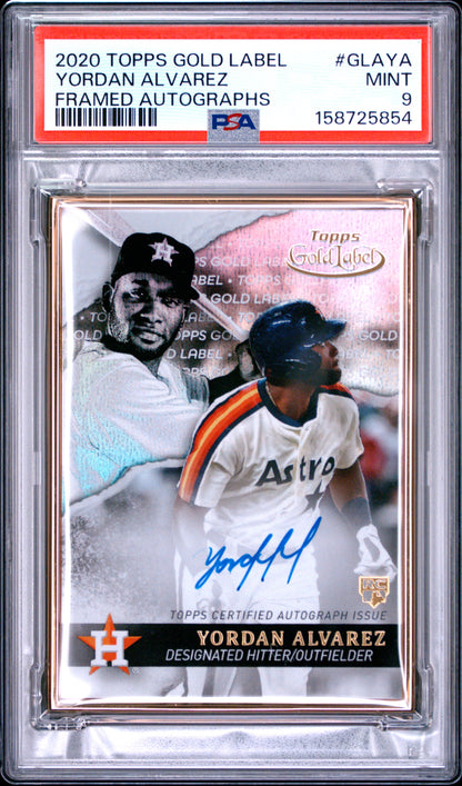 Yordan Alvarez 2020 Topps Gold Label Framed Rookie Auto PSA 9 Mint