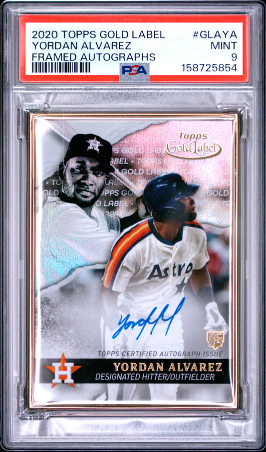 Yordan Alvarez 2020 Topps Gold Label Framed Rookie Auto PSA 9 Mint
