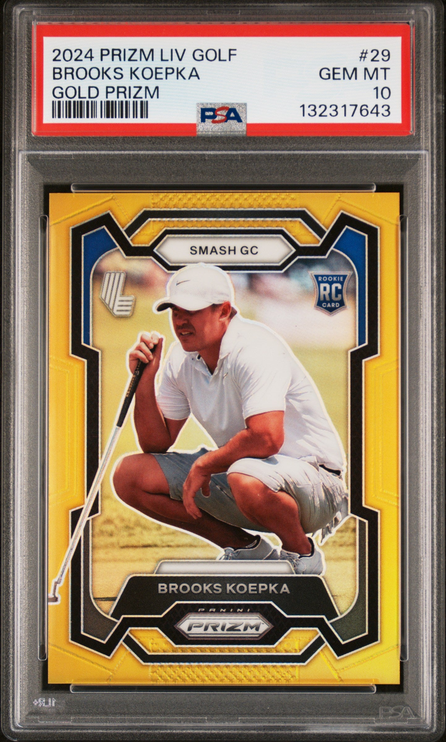 Brooks Koepka 2024 Panini LIV Prizm Rookie #29 Gold Prizm #10/10 PSA 10 Gem Mint