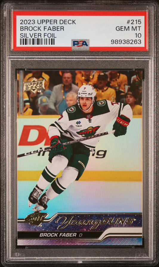 Brock Faber 2023 Upper Deck Rookie #215 Silver Foil PSA 10 Gem Mint 8263