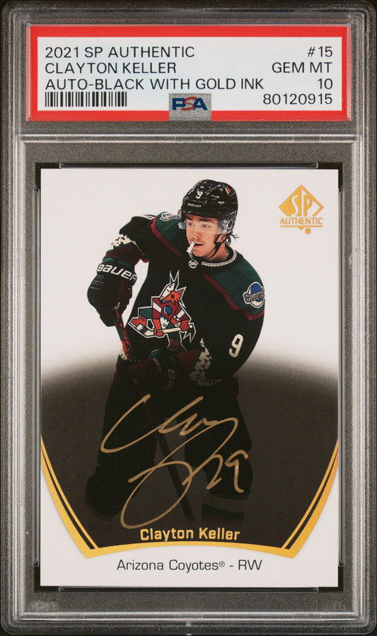 Clayton Keller 2021 SP Authentic Black Auto Gold Ink PSA 10 Gem Mint