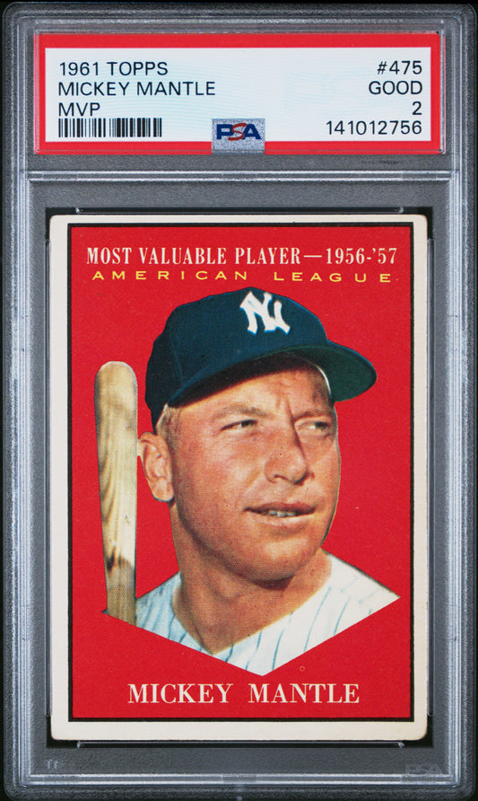 Mickey Mantle 1961 Topps MVP #475 PSA 2 Good 2756