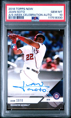 Juan Soto 2018 Topps Now Rookie All-Star Auto PSA 10 Gem Mint