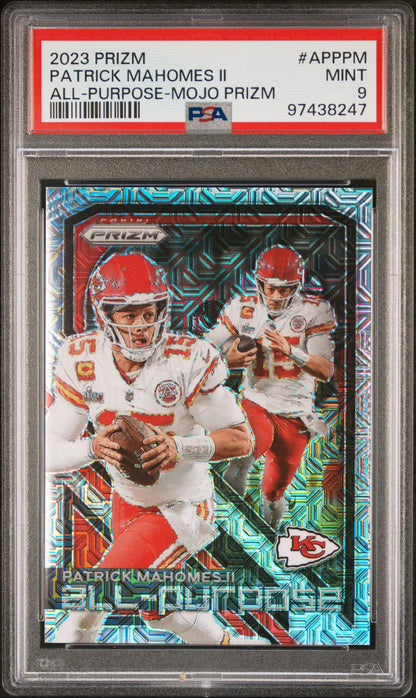 Patrick Mahomes 2023 Panini Prizm All-Purpose Mojo Prizm #8/25 PSA 9 Mint