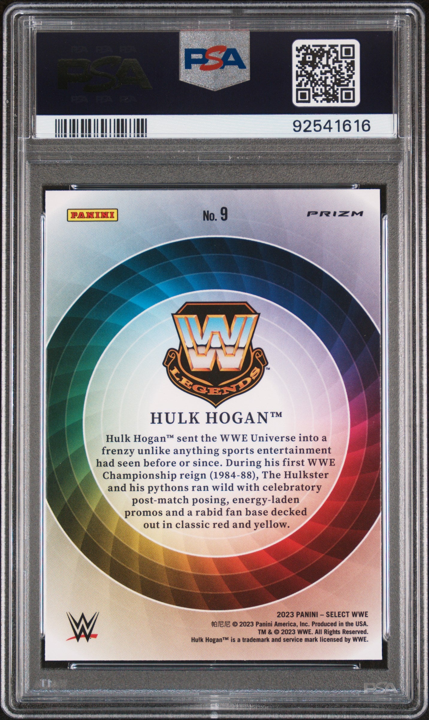 Hulk Hogan 2023 Select Color Wheel PSA 9 Mint