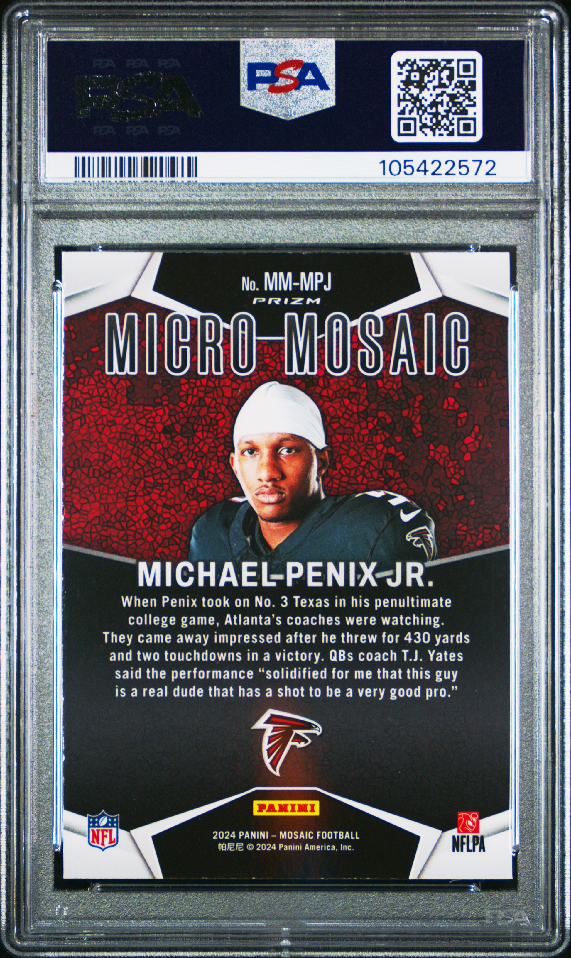 Michael Penix Jr. 2024 Panini Mosaic Miscro Mosaic PSA 10 Gem Mint