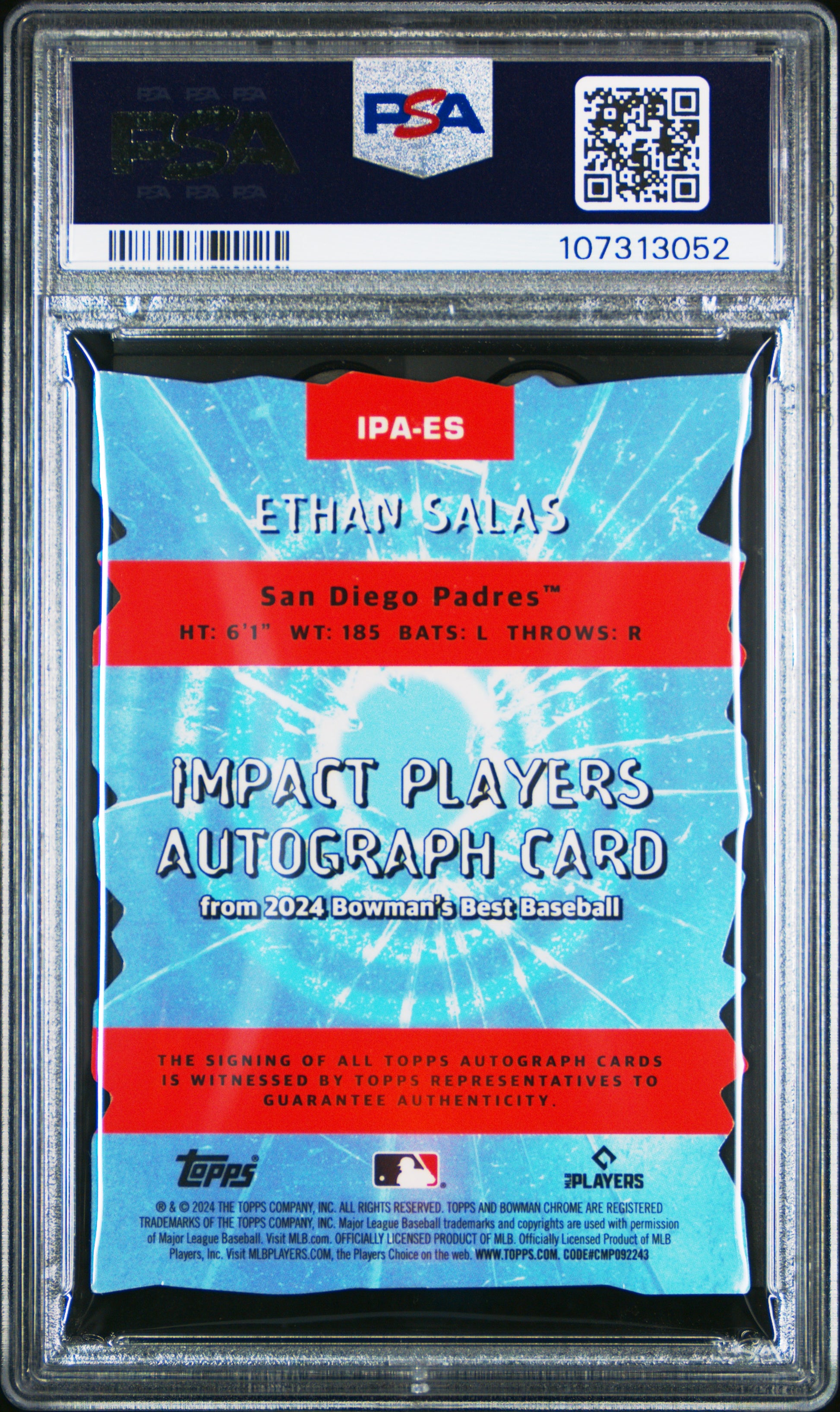 Ethan Salas 2024 Bowmans Best Impact Players Autograph PSA 10 Gem Mint