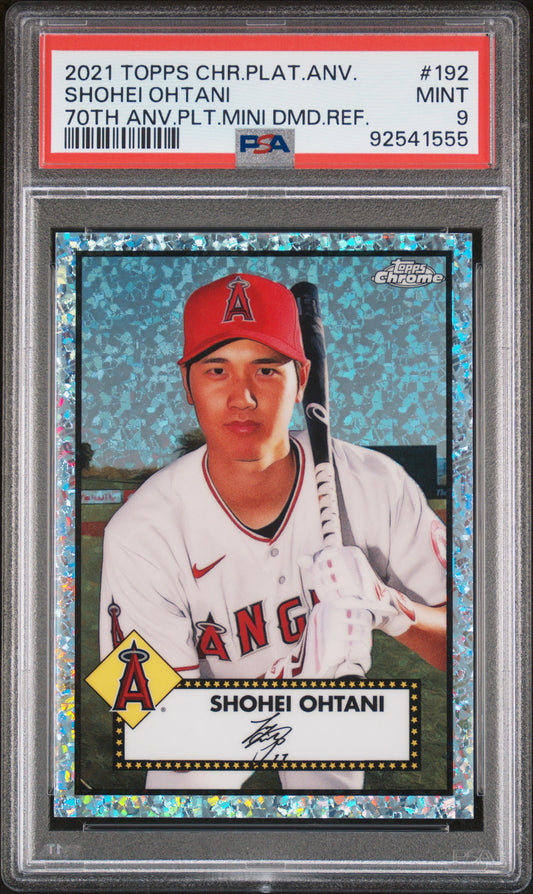 Shohei Ohtani 2021 Topps Chrome Platinum Anniversary Mini Diamond Refractor #45/70 PSA 9 Mint