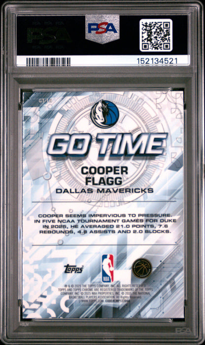Cooper Flagg 2025 TOpps Chrome Go Time Rookie PSA 10 Gem Mint 4521