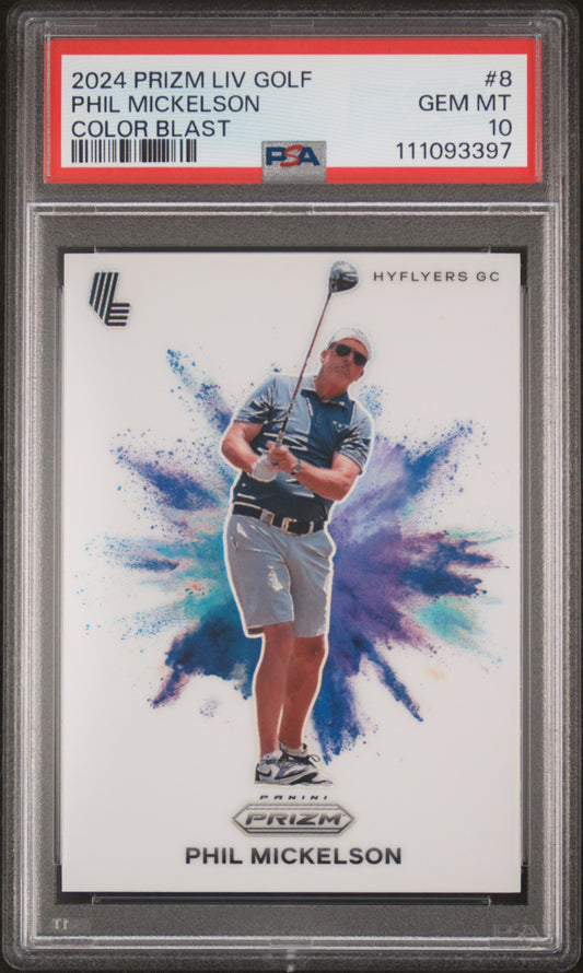 Phil Mickelson 2024 Panini Prizm LIV Golf Color Blast PSA 10 Gem Mint