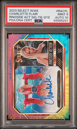 Charlotte Flair 2023 Select WWE Ringside Action Tie-Due Auto #24/25 PSA 10 Auto 10