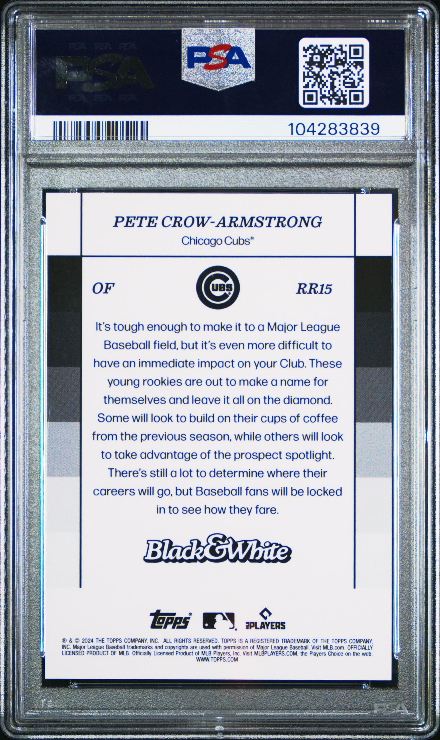 Pete Crow-Armstrong 2023 Topps Black and White Rookie Resolution Purple #6/25 PSA 10 Gem Mint