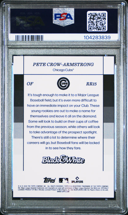 Pete Crow-Armstrong 2023 Topps Black and White Rookie Resolution Purple #6/25 PSA 10 Gem Mint
