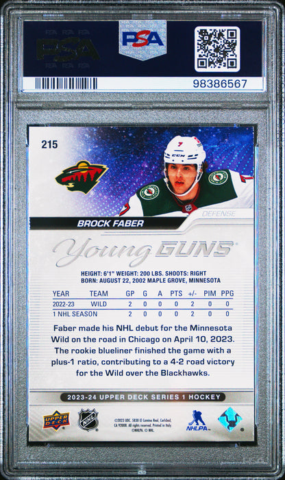 Brock Faber 2023 Upper Deck Rookie #215 PSA 10 Gem Mint 6567