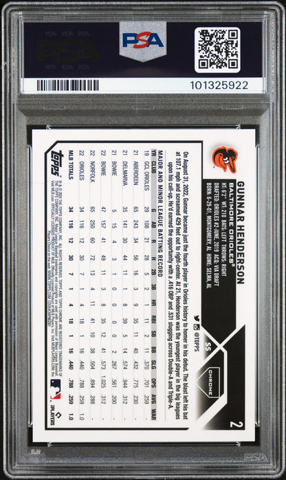 Gunnar Henderson 2023 Topps Chrome Logofractor SP Rookie PSA 10 Gem Mint