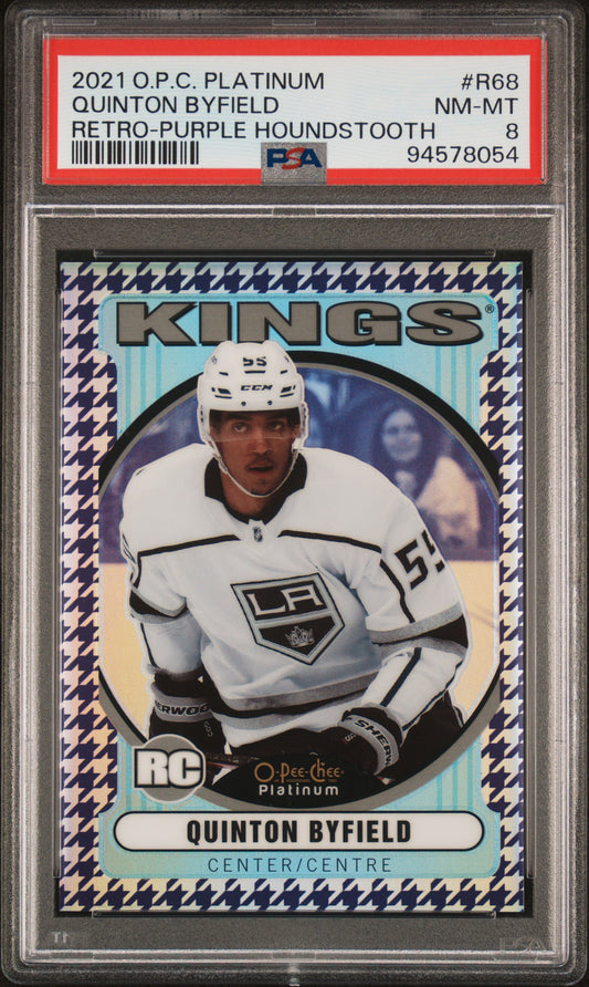 Quinton Byfield 2021 OPC Platinum Retro Purple Houndstooth #13/15 PSA 8 Nm-Mint