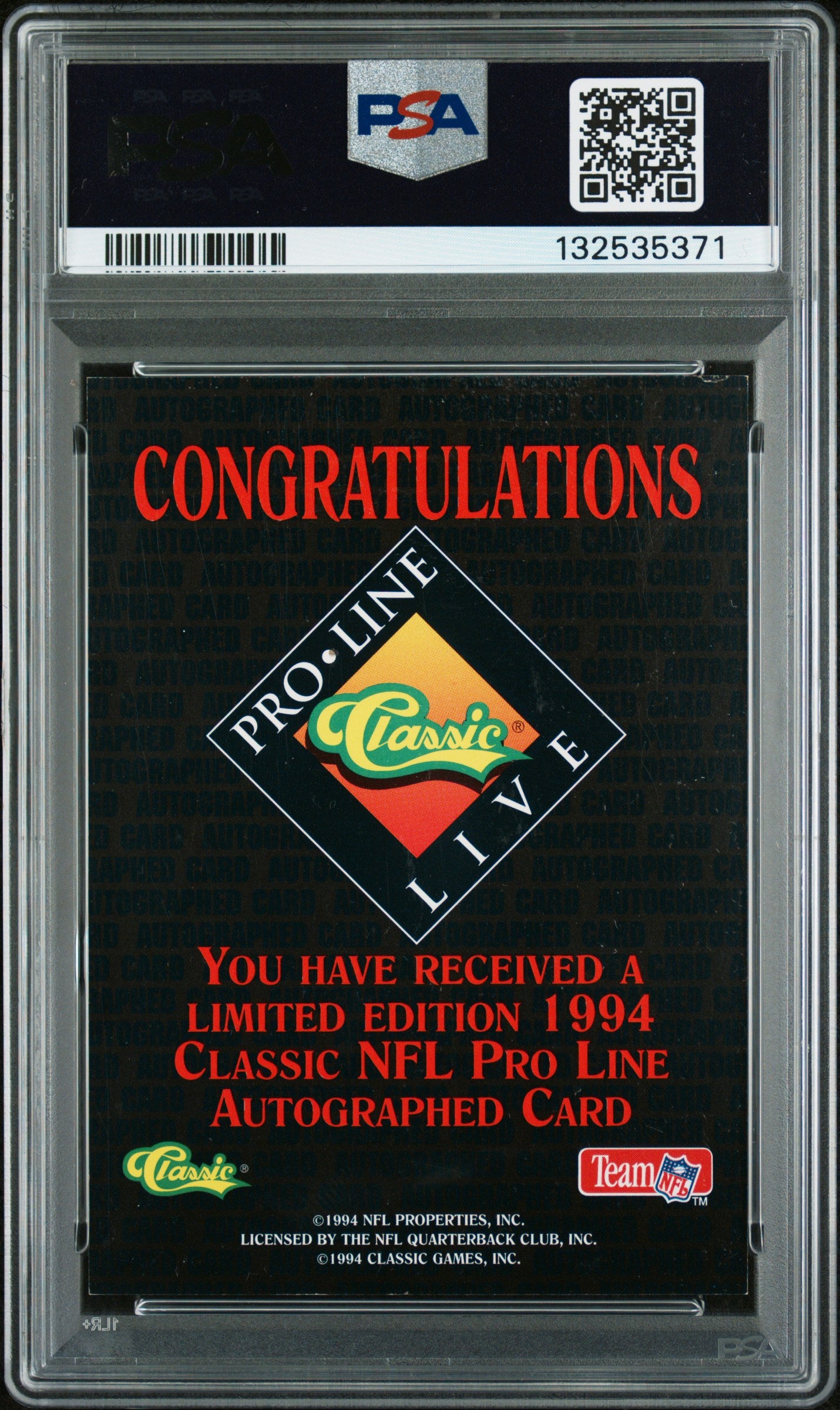 Emmitt Smith 1994 Pro Line Live Autograph #345/925 PSA Authentic