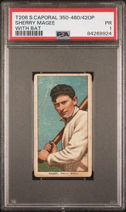 Sherry Magee 1909-11 T206 Sweet Caporal 350-460/42Op With Bat PSA 1 Poor