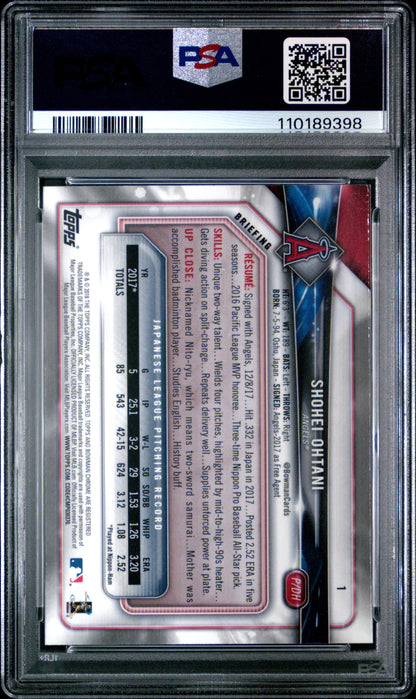 Shohei Ohtani 2018 Bowman Chrome #1 RC PSA 9 Mint 9398