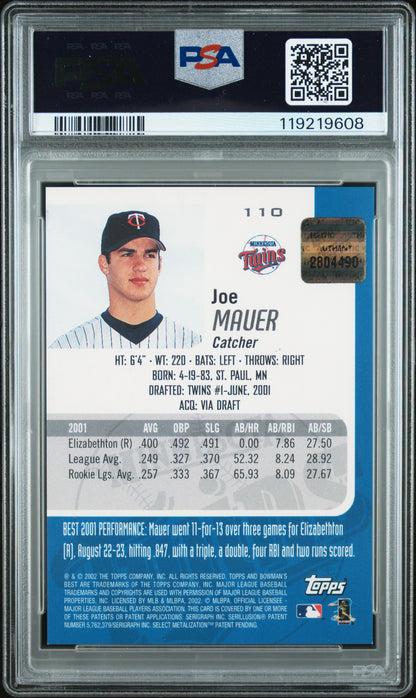Joe Mauer 2002 Bowmans Best Rookie Red Auto PSA 9 Auto 10