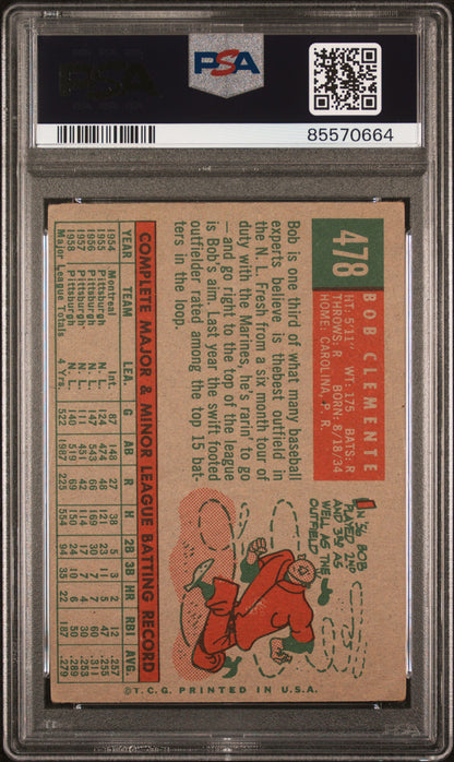 Bob Clemente 1959 Topps #478 PSA 2.5 Good+ 0664