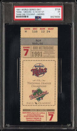 1991 World Series Game 7 Ticket Stub PSA 5 Ex