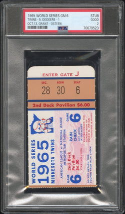 1965 World Series Game 6 Ticket Stub PSA 2 Good