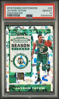 Jayson Tatum 2018 Panini Contenders #43 Cracked Ice #9/25 PSA 10 Gem Mint