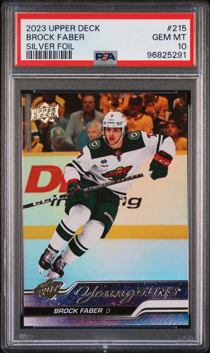 Brock Faber 2023 Upper Deck Rookie #215 Silver Foil PSA 10 Gem Mint