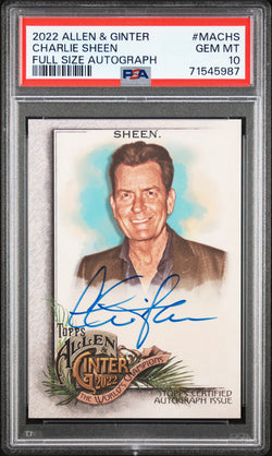 Charlie Sheen 2022 Topps Allen and Ginter Auto PSA 10 Gem Mint