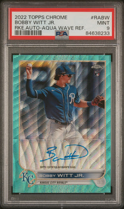 Bobby Witt Jr. 2022 Topps Chrome Aqua Wave Rookie Auto #11/199 PSA 9 Mint