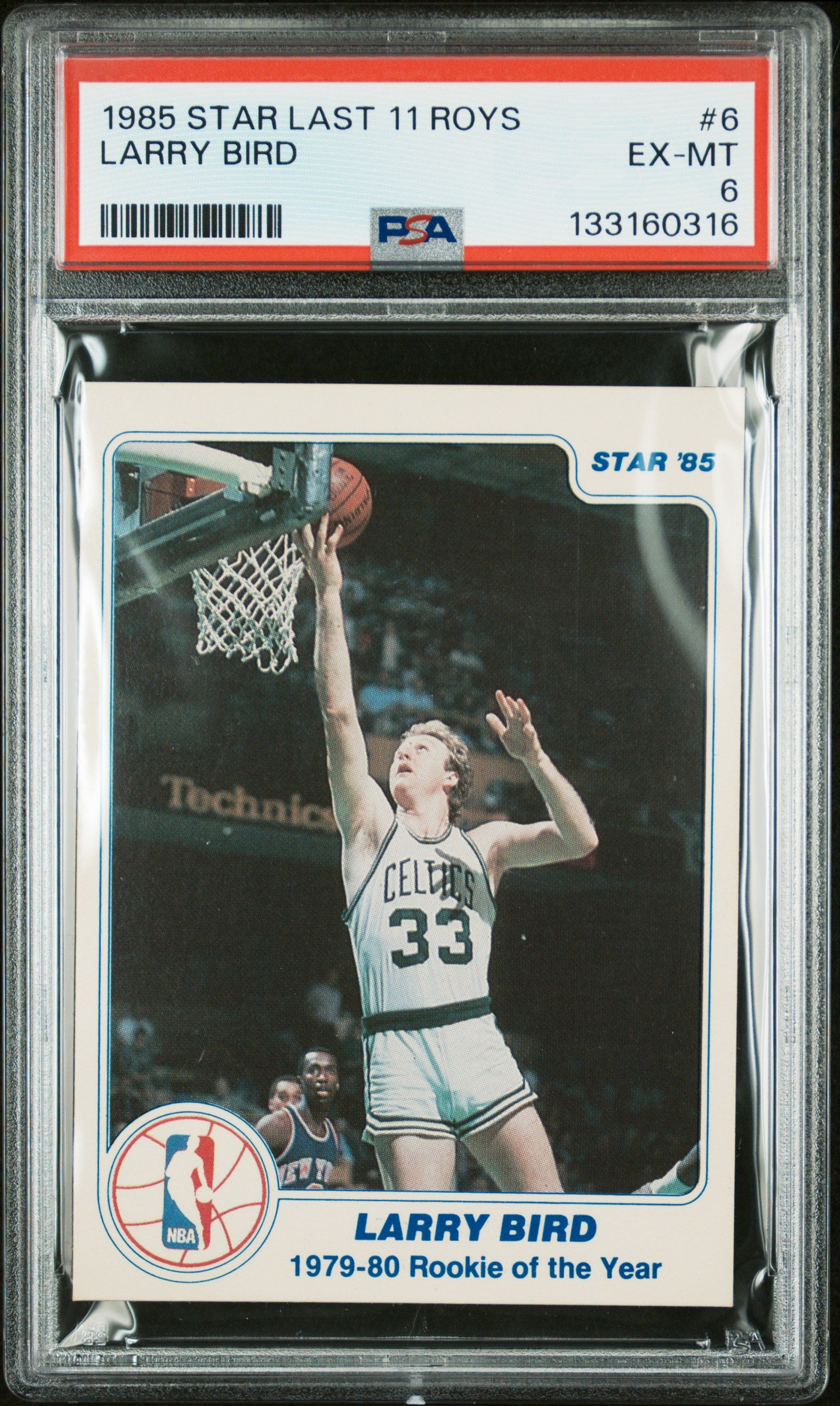 Larry Bird 1985 Star Last 11 ROYs #6 PSA 6 Ex-Mint