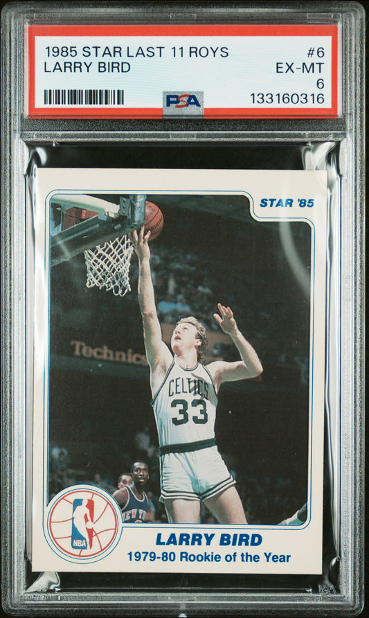 Larry Bird 1985 Star Last 11 ROYs #6 PSA 6 Ex-Mint