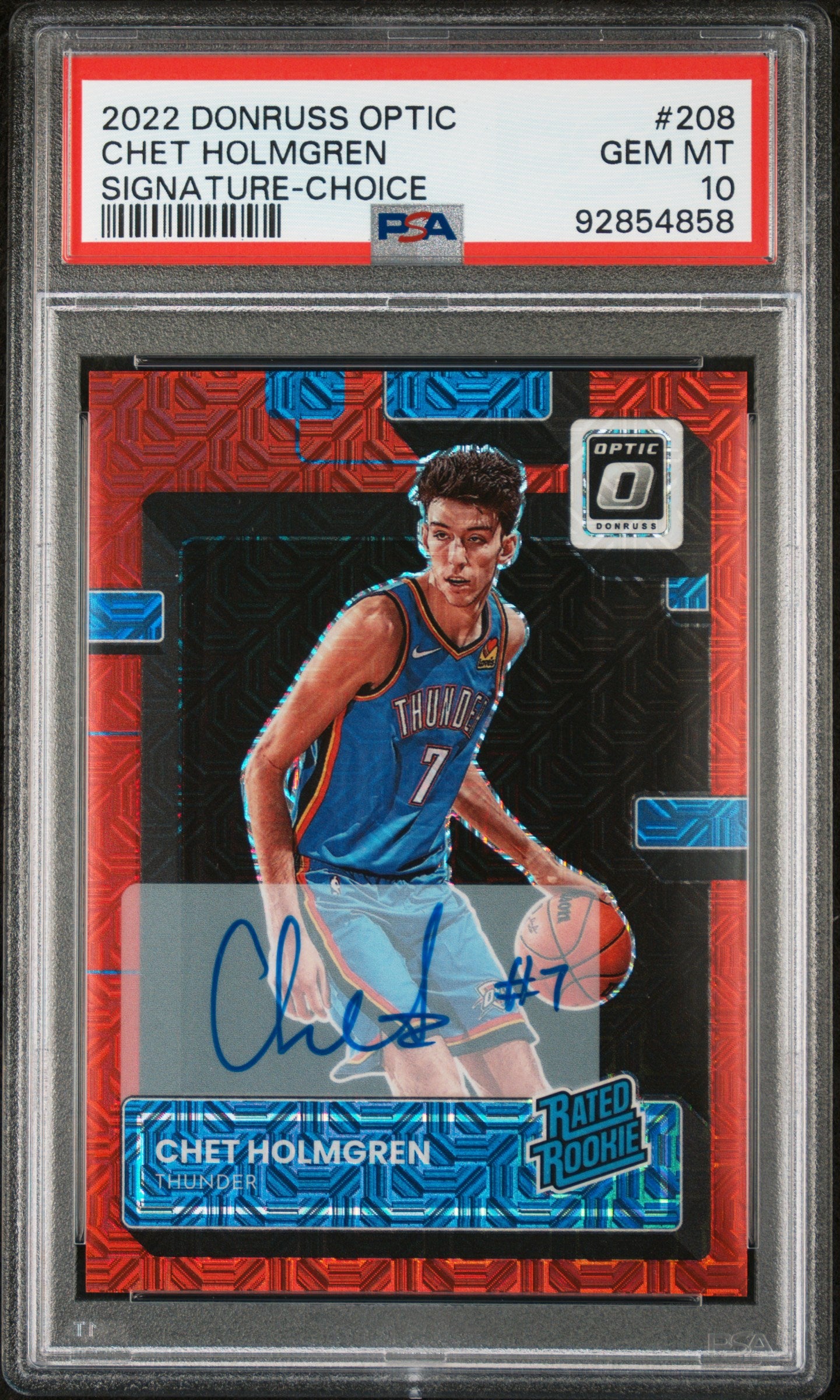Chet Holmgren 2022 Donruss Optic Signature Choice PSA 10 Gem Mint
