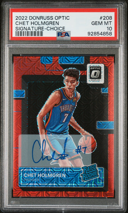 Chet Holmgren 2022 Donruss Optic Signature Choice PSA 10 Gem Mint
