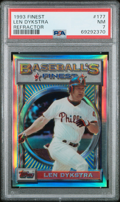 Len Dykstra 1993 Topps Finest Refractor #177 PSA 7 Near Mint