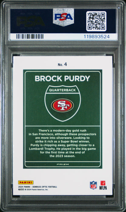 Brock Purdy 2024 Donruss Optic Downtown PSA 10 Gem Mint