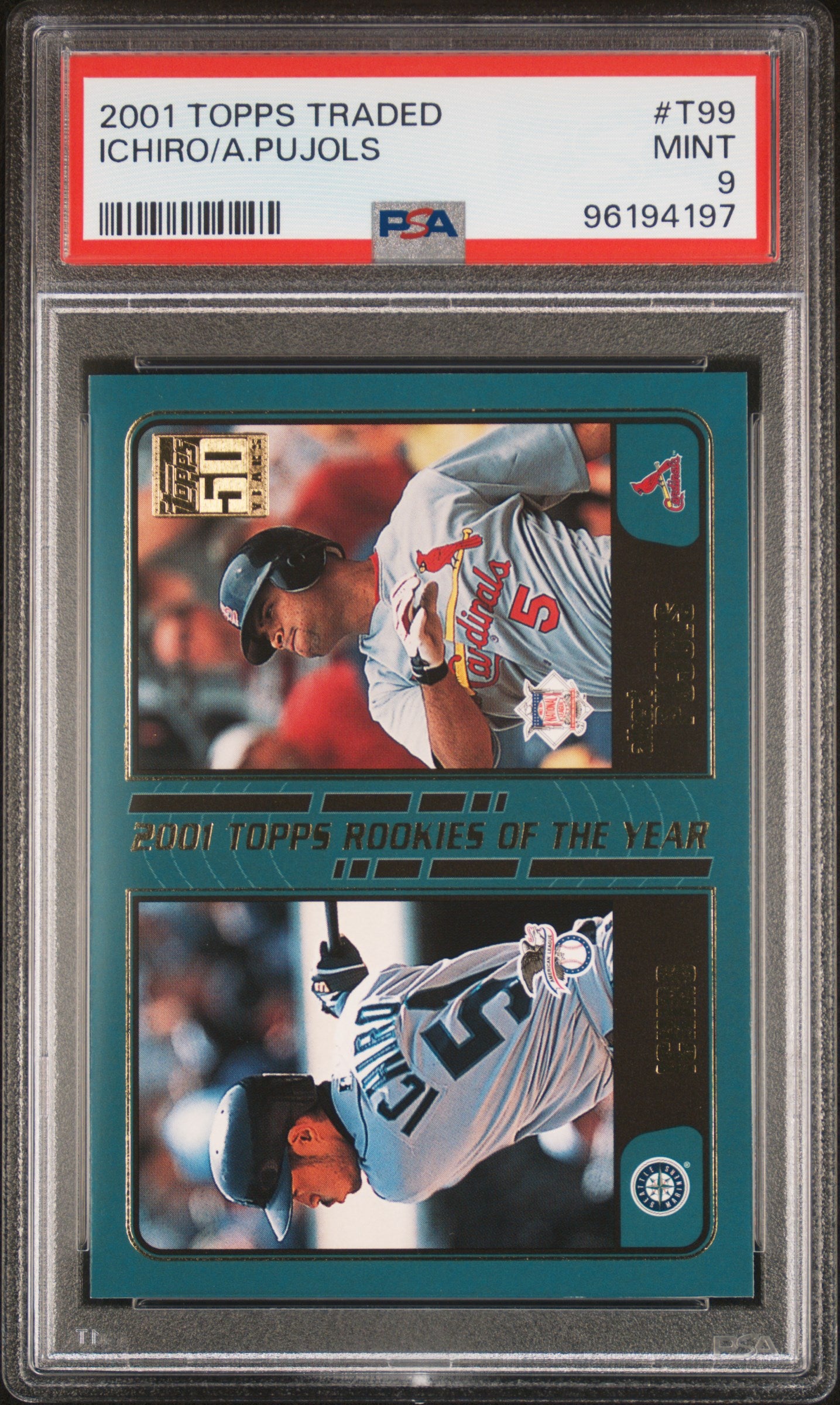 Ichiro + Albert Pujols 2021 Topps Traded #T99 RC PSA 9 Mint