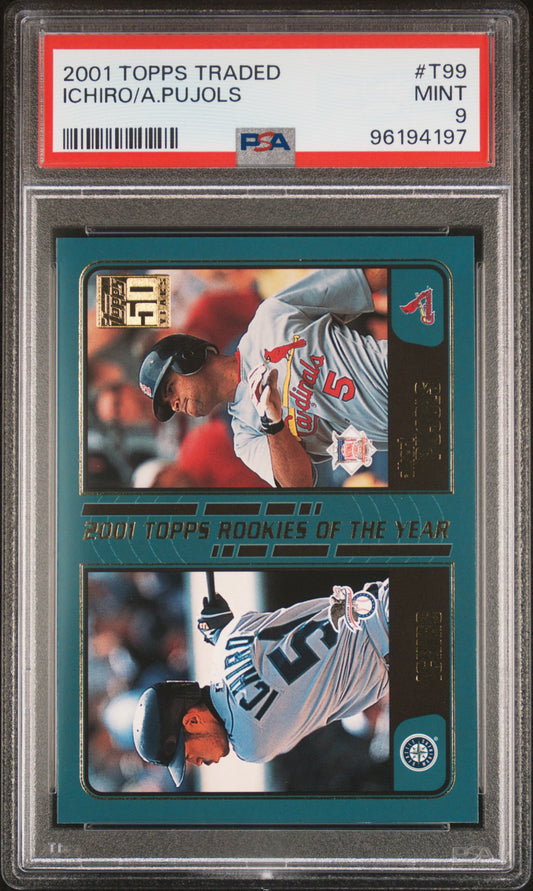 Ichiro + Albert Pujols 2021 Topps Traded #T99 RC PSA 9 Mint