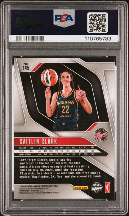 Caitlin Clark 2024 Panini Prizm WNBA Rookie #145 PSA 10 Gem Mint 5783