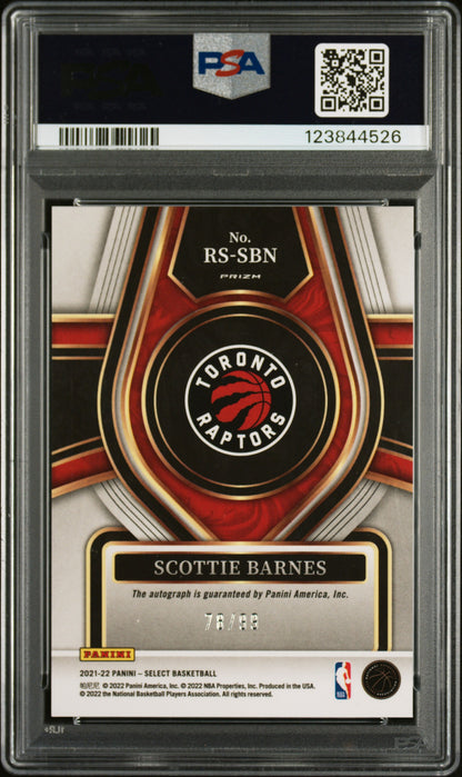 Scottie Barnes 2021 Panini Select Neon Green Rookie Autograph #78/99 PSA 8 Auto 10