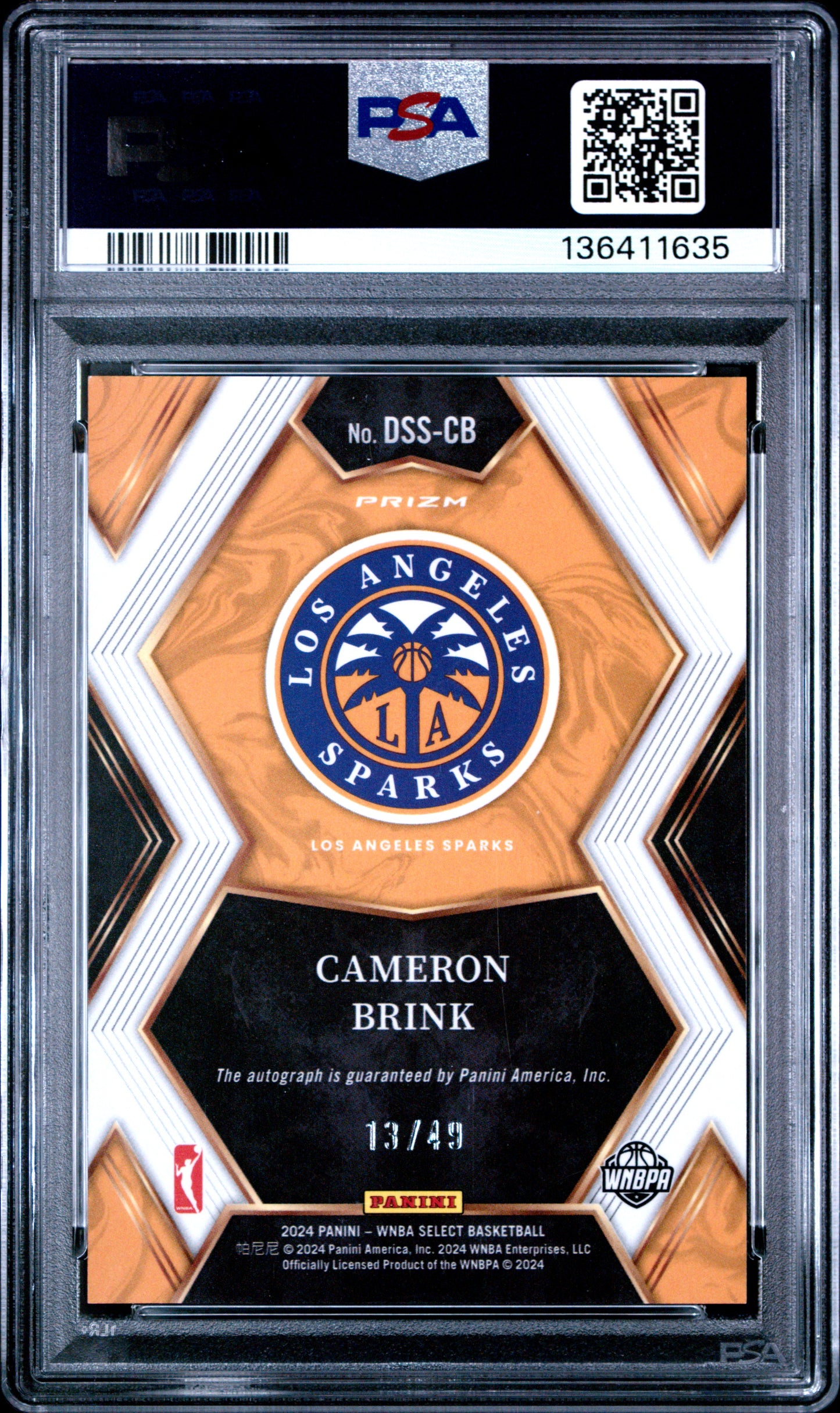 Cameron Brink 2024 Panini Select WNBA Draft Selections Blue Auto #13/49 PSA 10 Gem Mint