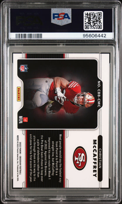 Christian McCaffrey 2022 Panini Obsidian Color Blast Black PSA 10 Gem Mint