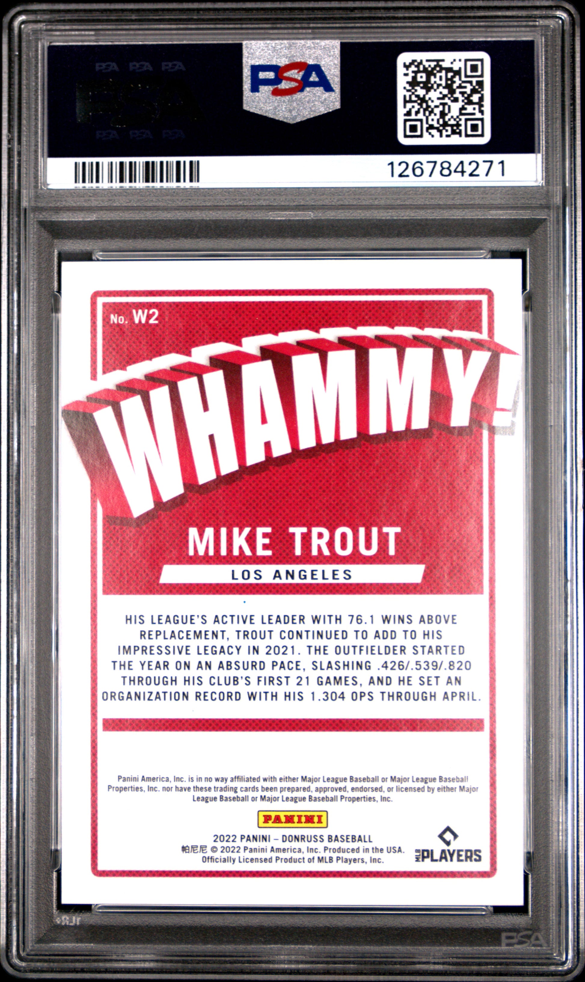 Mike Trout 2022 Donruss Whammy #W2 PSA 10 Gem Mint