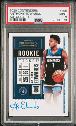 Anthony Edwards 2020 Panini Contenders Rookie Auto #105 PSA 9 Mint