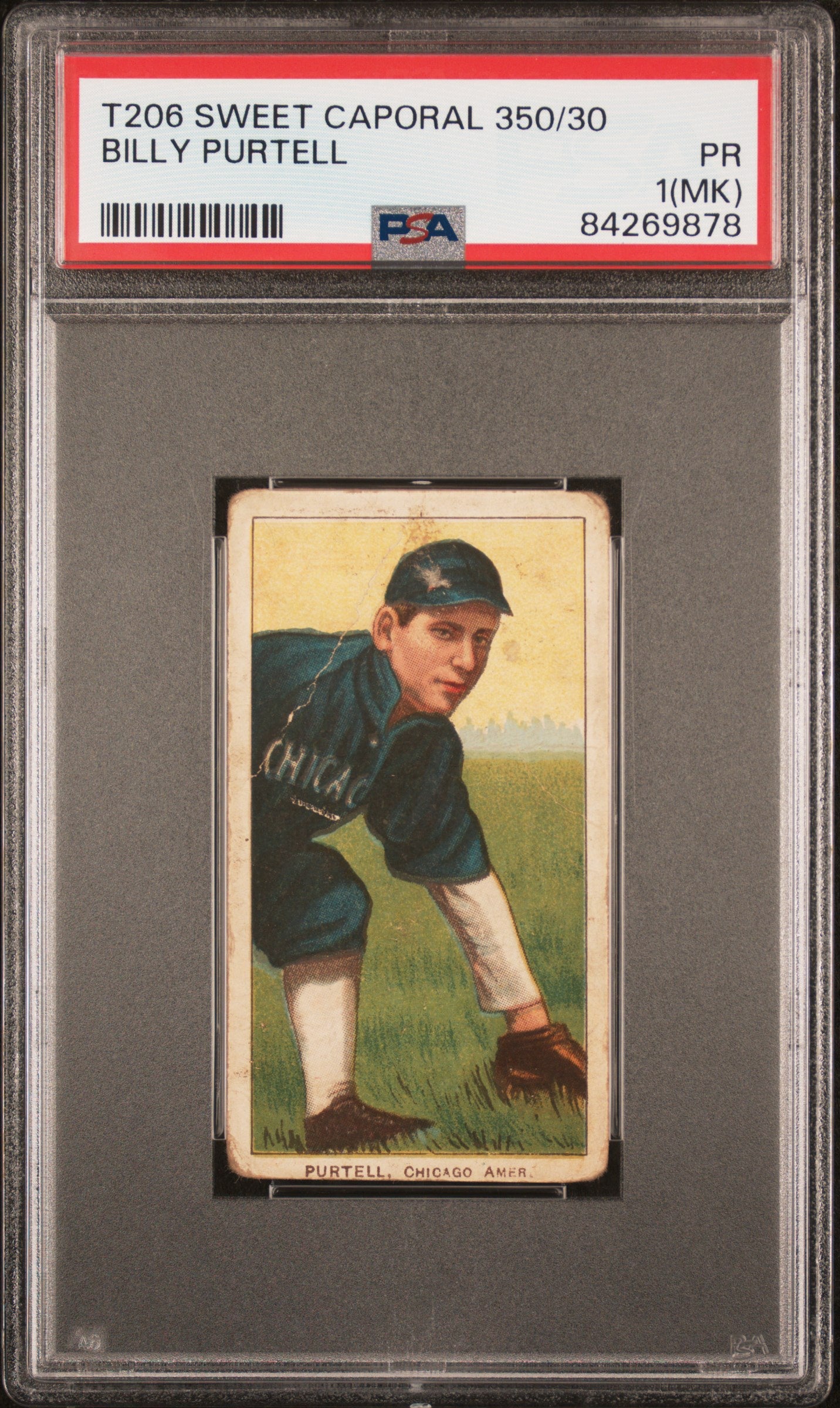 Billy Purtell 1909-11 T206 Sweet Caporal 350/30 PSA 1 Poor MK