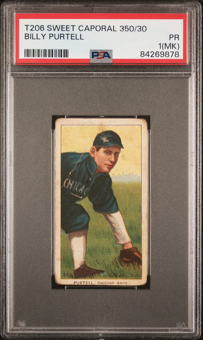 Billy Purtell 1909-11 T206 Sweet Caporal 350/30 PSA 1 Poor MK