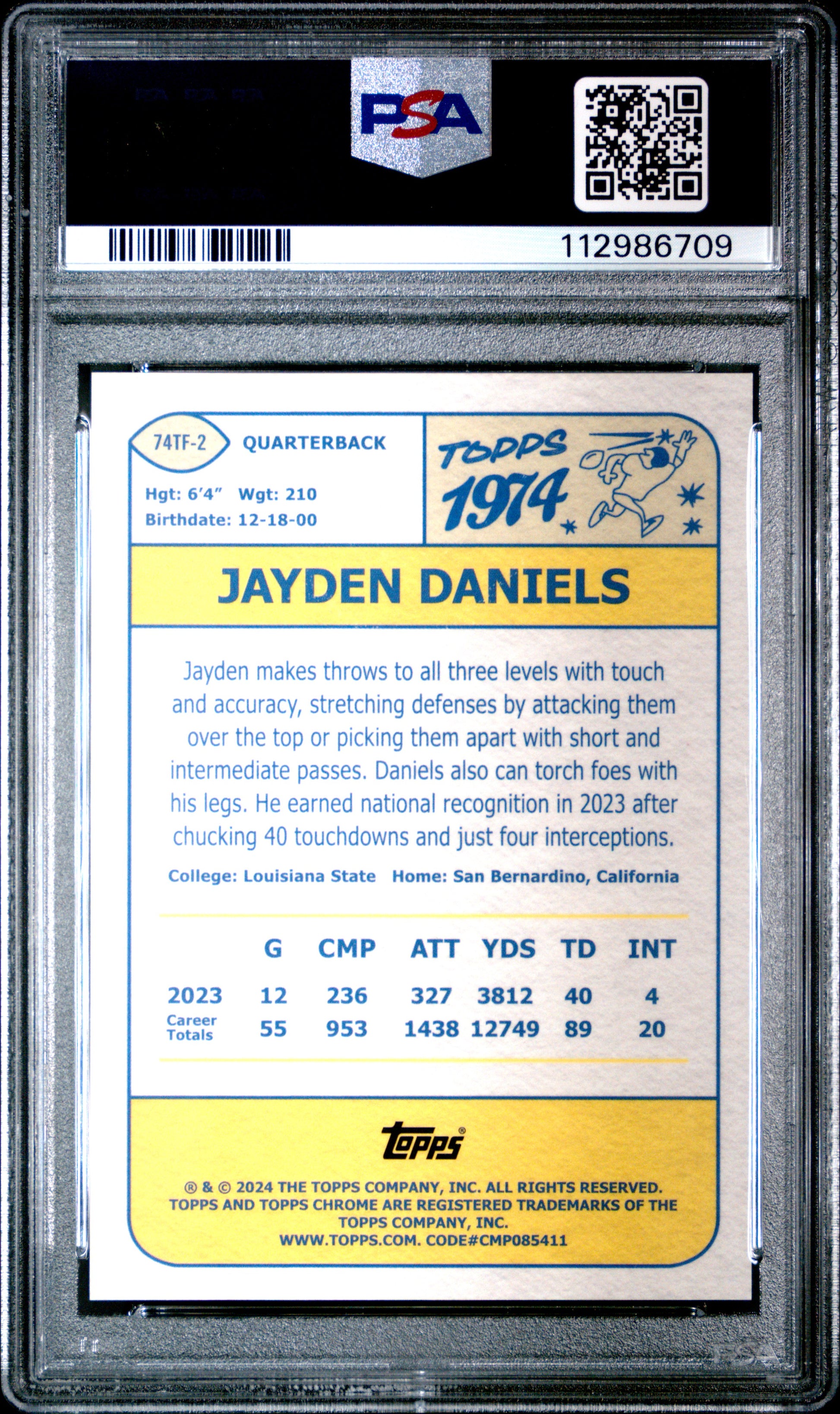 Jayden Daniels 2024 Topps Chrome 1974 Orange Refractor #19/25 PSA 10 Gem Mint